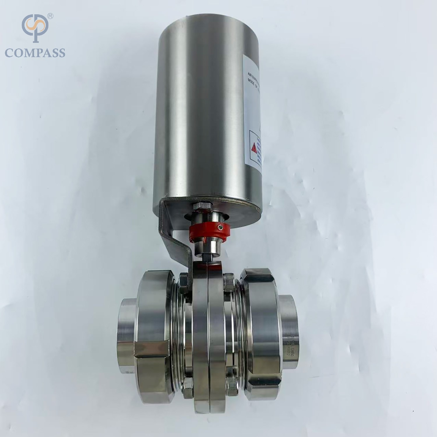 SS316L FOOD GRADE DIN PNEUMATIC UNION BUTTERFLY VALVE