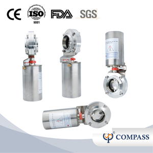 1/2Inch 12.7MM Sanitary Hygienic Stainless Steel Food Grade SS304 SMS Pneumatic Weld Butterfly Valve 