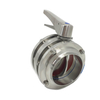 DN25 RD52×1/6 Sanitary Hygienic Stainless Steel Food Grade SS304 Manual Three-piece Butterfly Valve with Stainless Steel Gripple Handle
