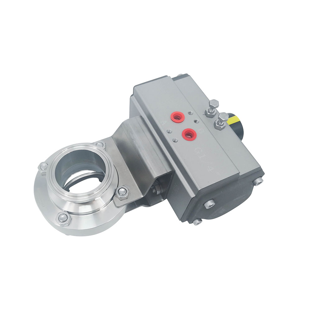 1/2inch 12.7mm Sanitary Hygienic Stainless Steel Food Grade SS304 Pneumatic Clamp Butterfly Valve with Pneumatic Actuator 