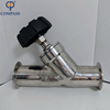 Tri Clamping End Mirror Polished TC77.5MM SS316L 63.5MM Manual Angle Seat Valve