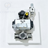 2'' SS316L Pneumatic Three-way T Port Tri-Clamp Ball Valve with 24V Solenoid Valve and Limit Switch and Pressure Reducing Valve
