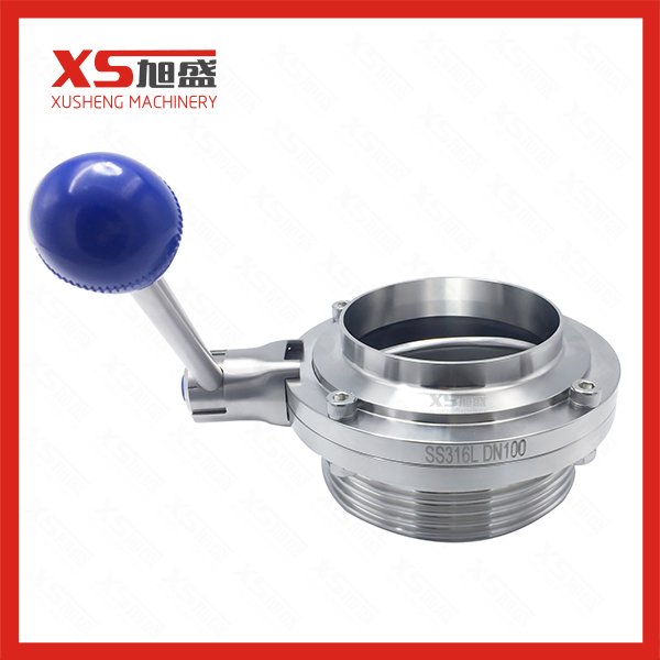 DIN Standard Stainless Steel Ss304 Sanitary Weld Thread Butterfly Valves