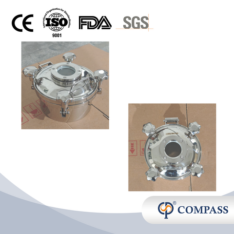 Popular Sale 250MM Sanitary Stainless Steel SS304 Hygiene Outward Round Pressure Tank Manways with Sight Glass and Silicone Seal