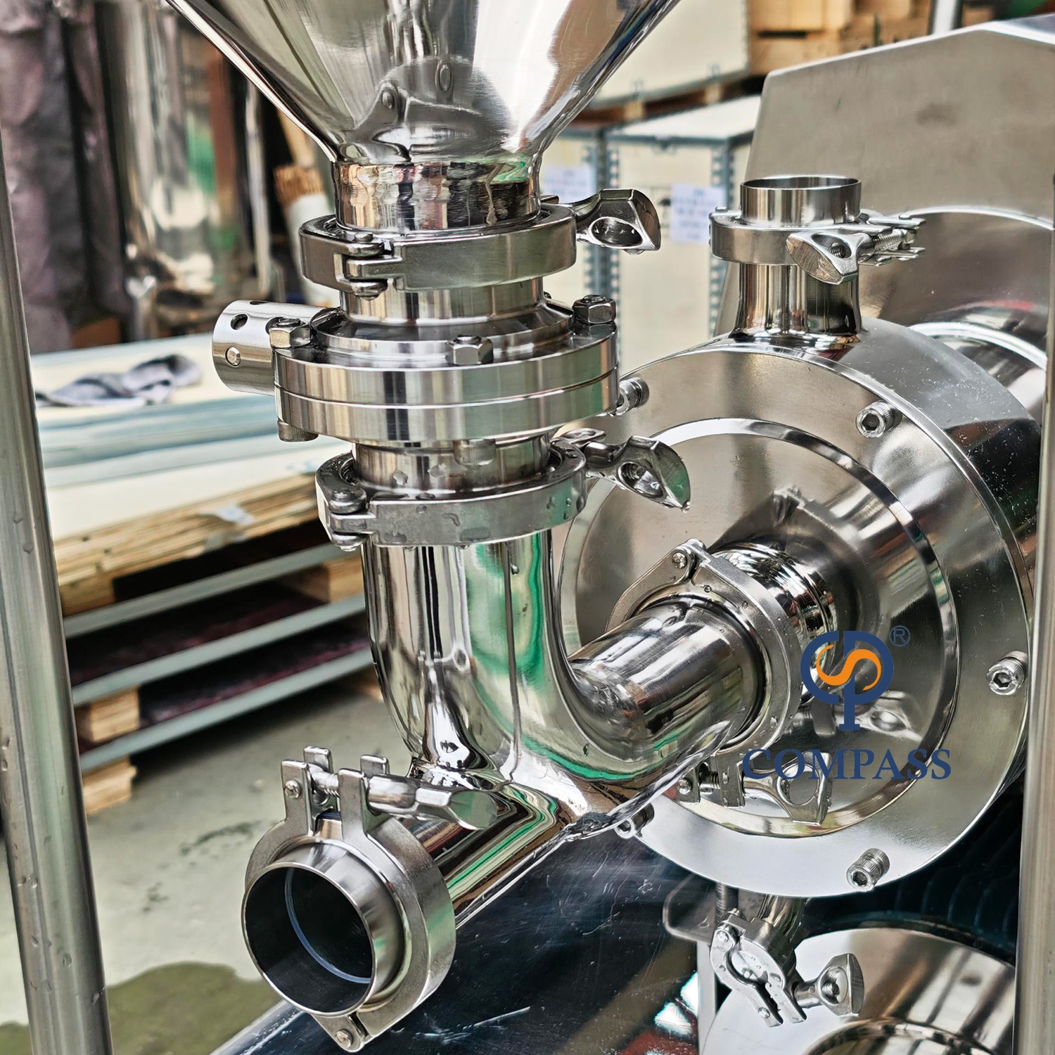 5.5KW High Shear Single Stage Pipeline Dispersing Emulsifier with 45L Funnel