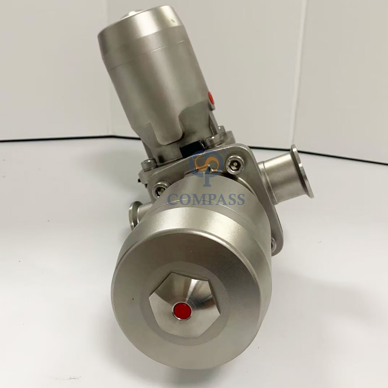 Three Way SS316L DN40 Pneumatic Diaphragm Valve with PTFE and EPDM Split Diaphragm
