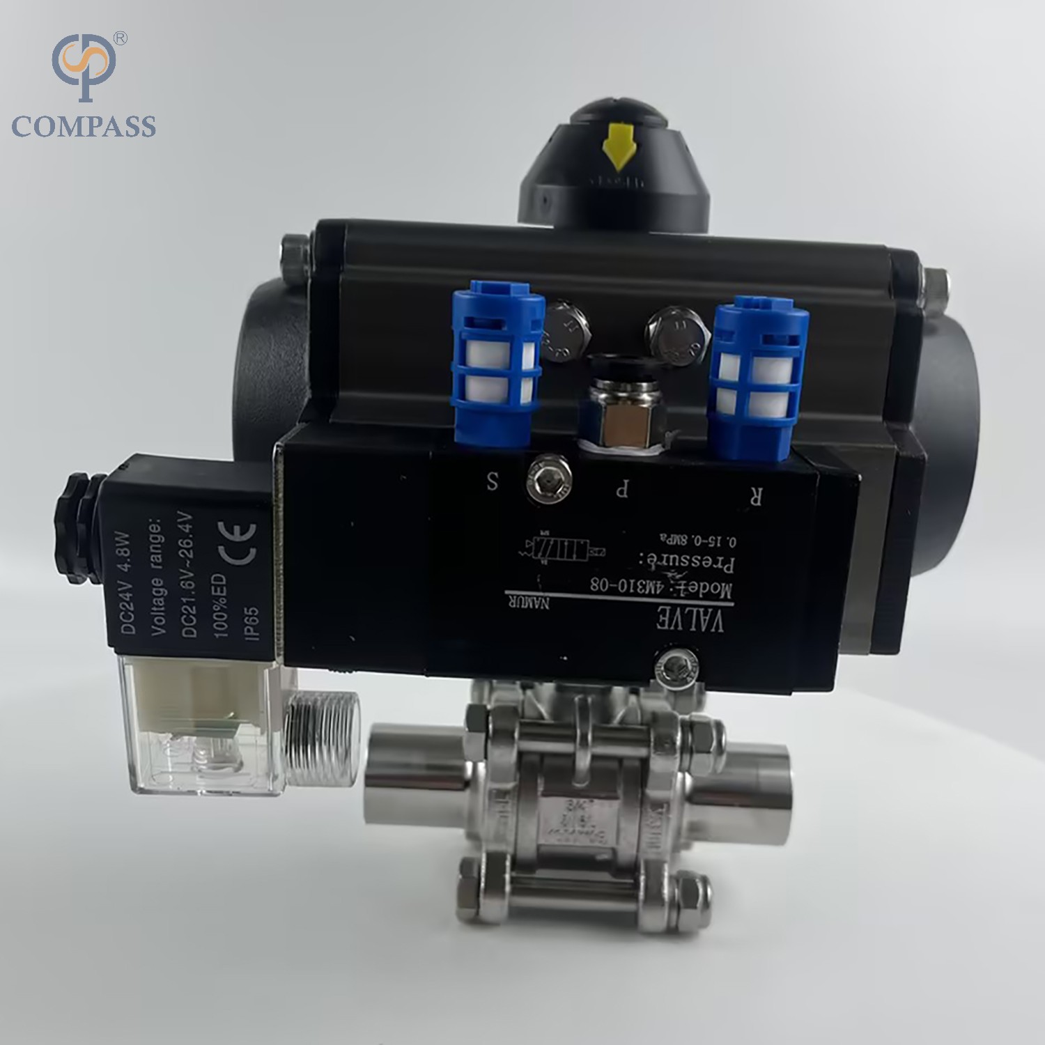 SS316L SMS ACTUATOR THREE-PIECE FULL PORT THREAD BALL VALVE