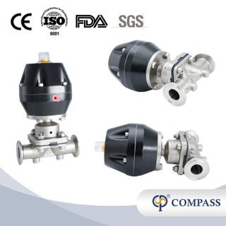 1Inch 25.4MM High Quality Sanitary Hygienic Stainless Steel SS316L Pneumatic SMS Clamp Straight Diaphragm Vavle with Lagre Plastic Pneumatic