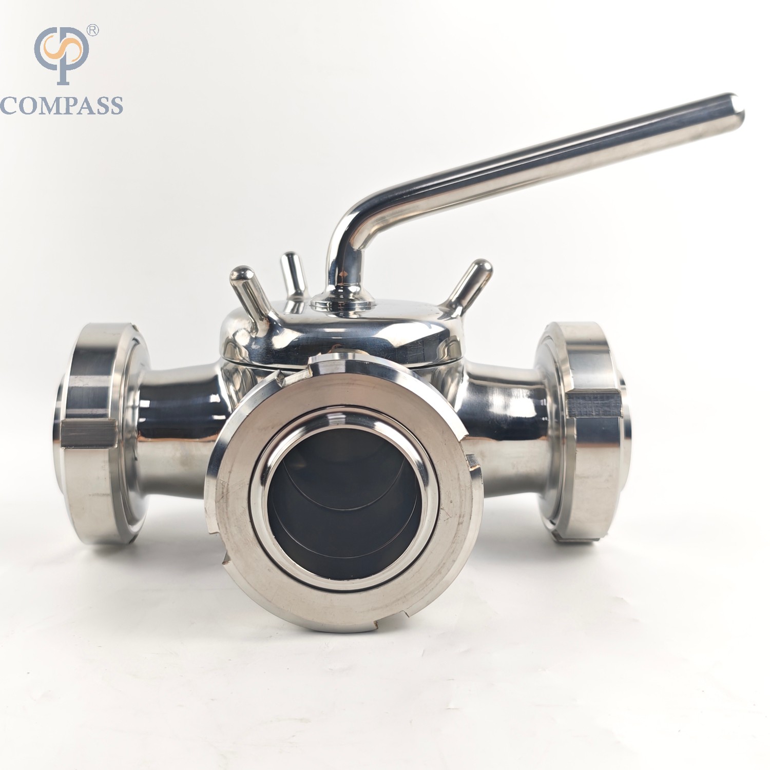 Sanitary Stainless Steel SS304 DN50 Union T-port Three Ways Plug Valves