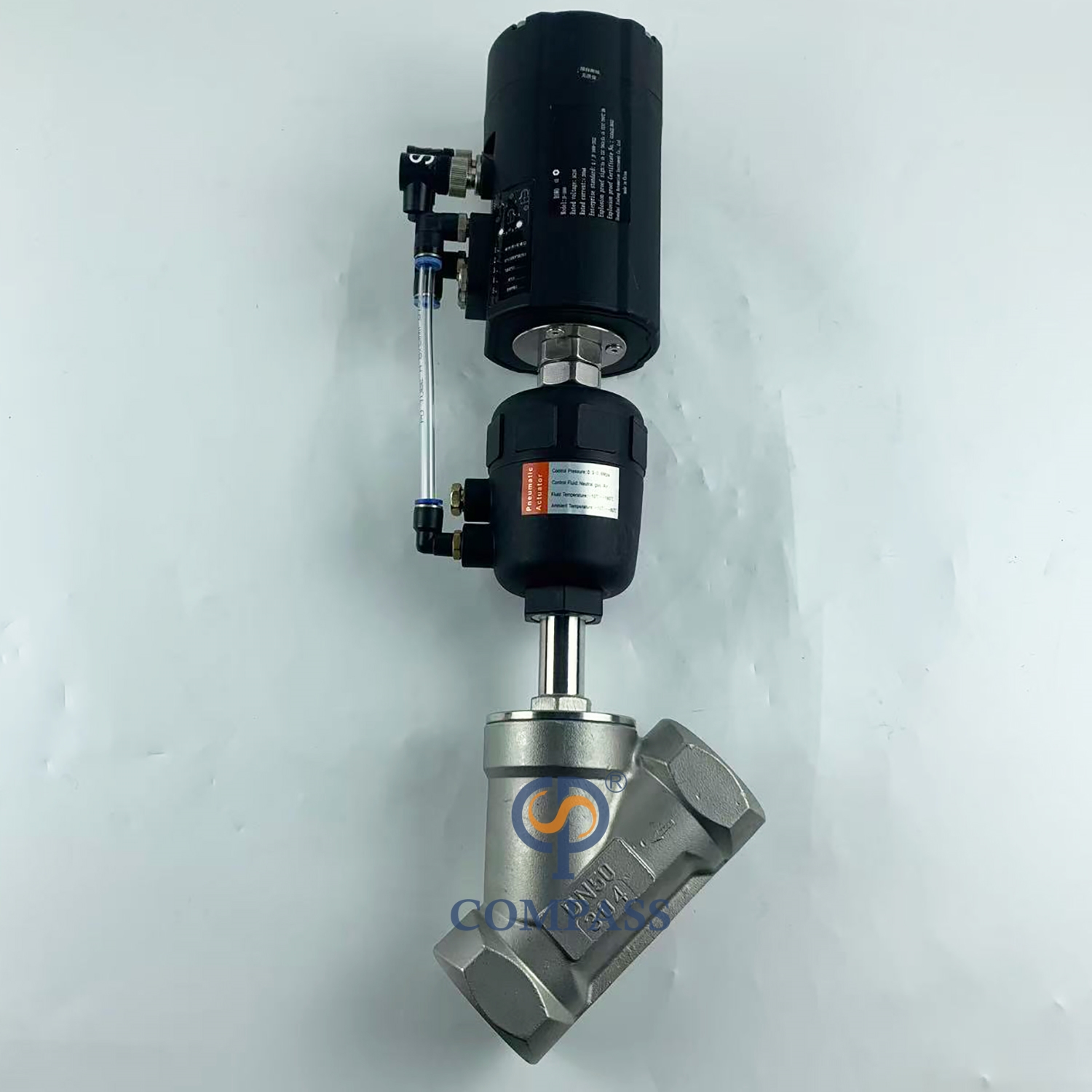 Pneumatic SS304 BSPT Female Threaded Angle Seat Valve with 4-20MA Control Head