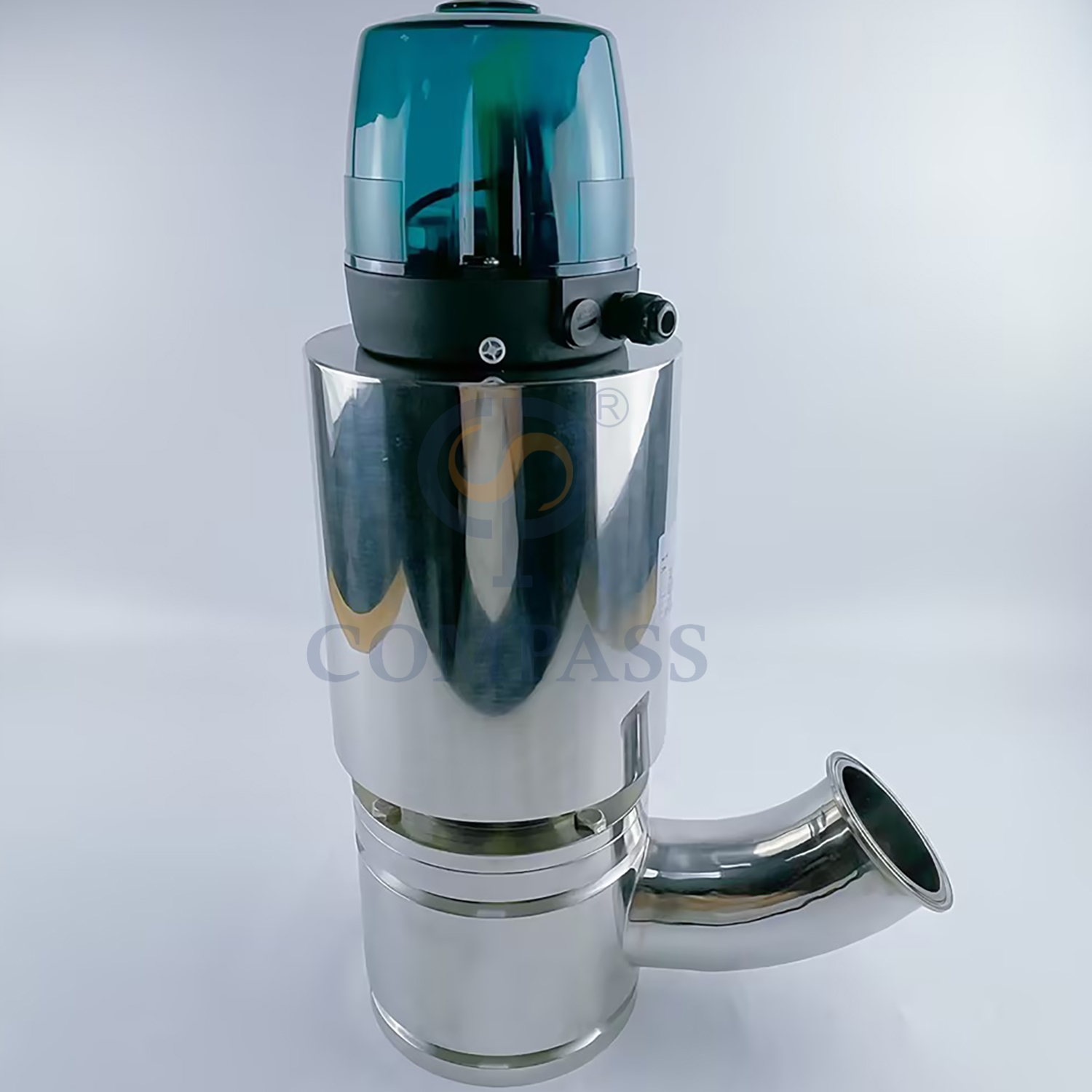 Hot Sale Air Actuated 76.2MM Sanitary Stainless Steel 316L Aseptic Clamp Pneumatic Flush Tank Bottom Valve with 24V Control Head