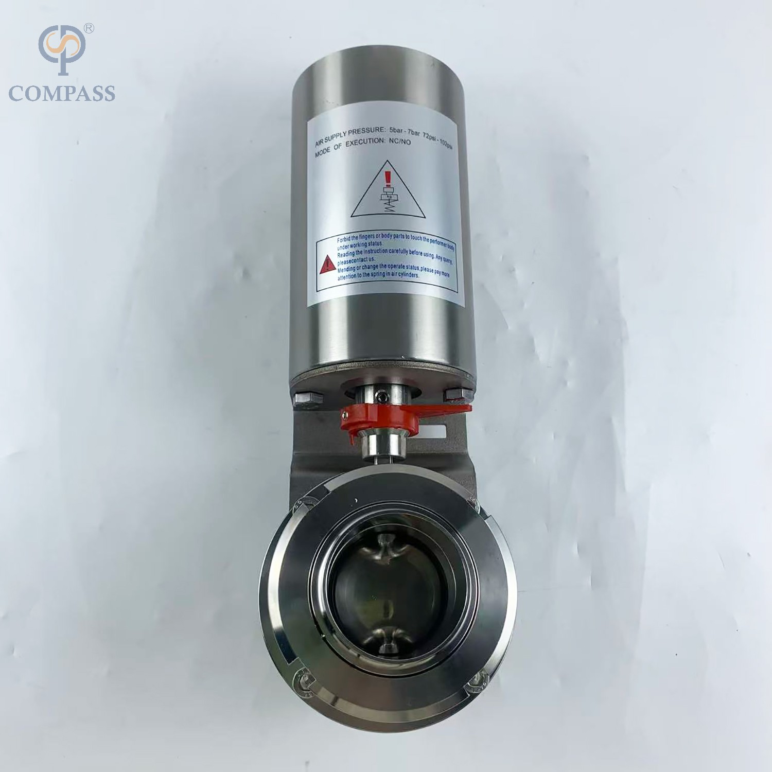 SS316L FOOD GRADE DIN PNEUMATIC UNION BUTTERFLY VALVE