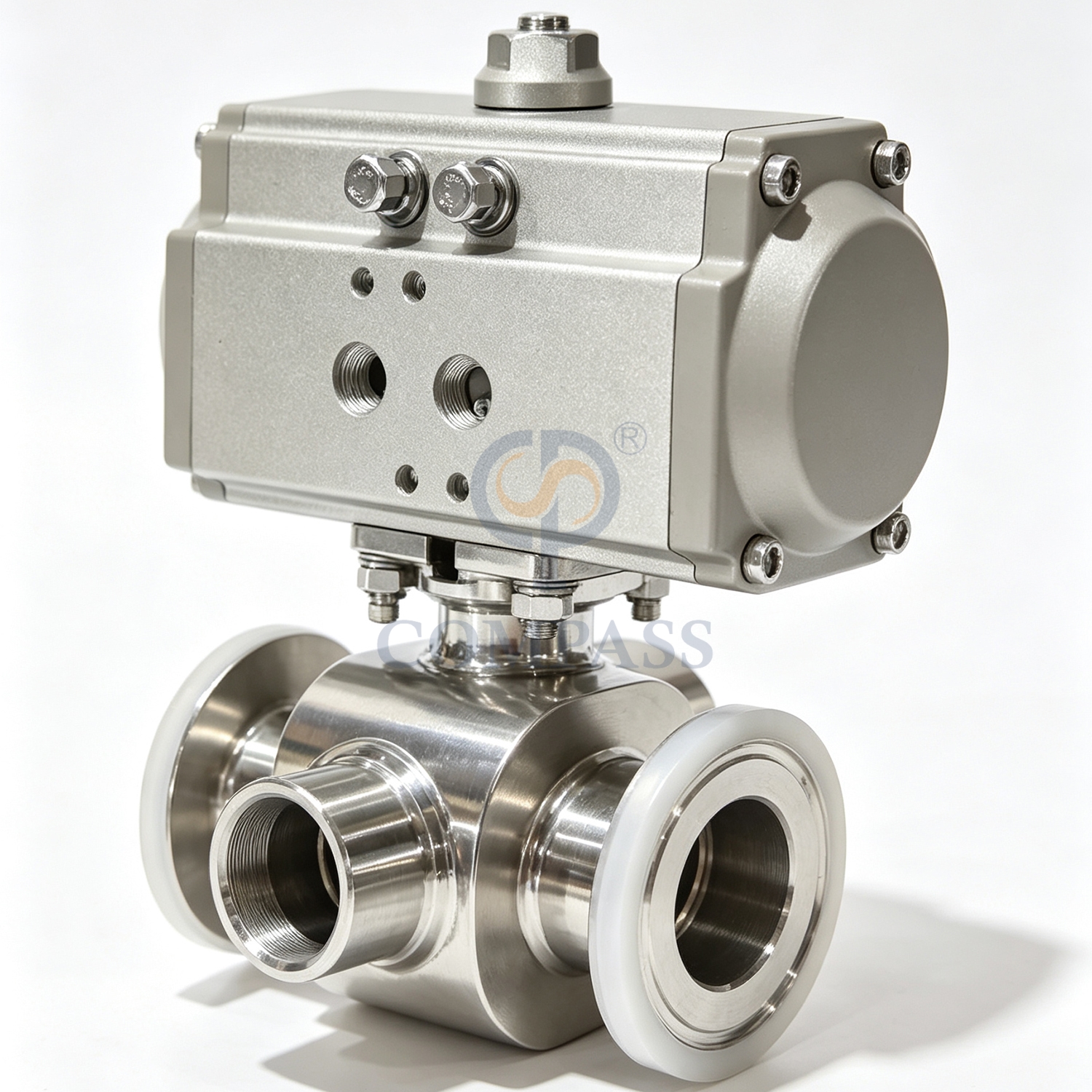 Price 25.4MM Sanitary Stainless Steel SS304 Food Grade SMS 1Inch AT052D Pneumatic Actuator Straight Clamp Ball Valve with Jacket