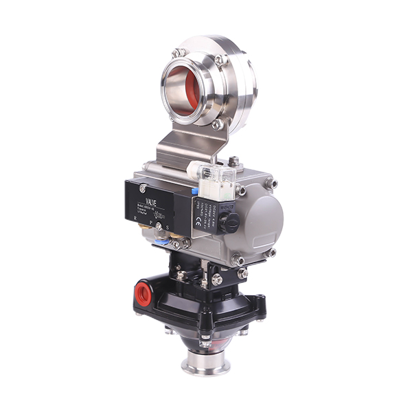 2Inch 51MM Sanitary Hygienic Stainless Steel Food Grade SS304 SMS Pneumatic Clamp Butterfly Valve with Pneumatic Actuator+Solenoid Valve +Limit Switch