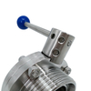 DN100 RD130×1/4 Sanitary Hygienic Stainless Steel Food Grade SS304 DIN Manual Thread-weld Butterfly Valve with Stainless Steel Square Pull Handle