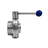 DN100 RD130×1/4 Sanitary Hygienic Stainless Steel Food Grade SS304 DIN Manual Thread-weld Butterfly Valve with Stainless Steel Square Pull Handle