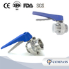 DN50 52MM Sanitary Hygienic Stainless Steel Food Grade SS316L DIN Manual Tri Clamp Butterfly Valve with Plastic Gripple Handle