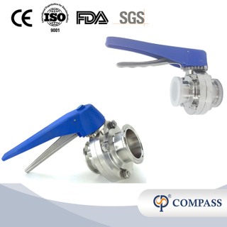 DN50 52MM Sanitary Hygienic Stainless Steel Food Grade SS316L DIN Manual Tri Clamp Butterfly Valve with Plastic Gripple Handle