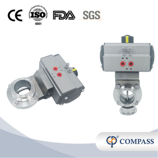 12Inch 304.8MM Sanitary Hygienic Stainless Steel Food Grade SS304 Pneumatic Tri Clamp Butterfly Valve with Pneumatic Actuator 