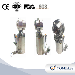DN80 85MM Sanitary Hygienic Stainless Steel Food Grade SS304 Pneumatic Thread-Weld Butterfly Valve with Pneumatic Actuator 