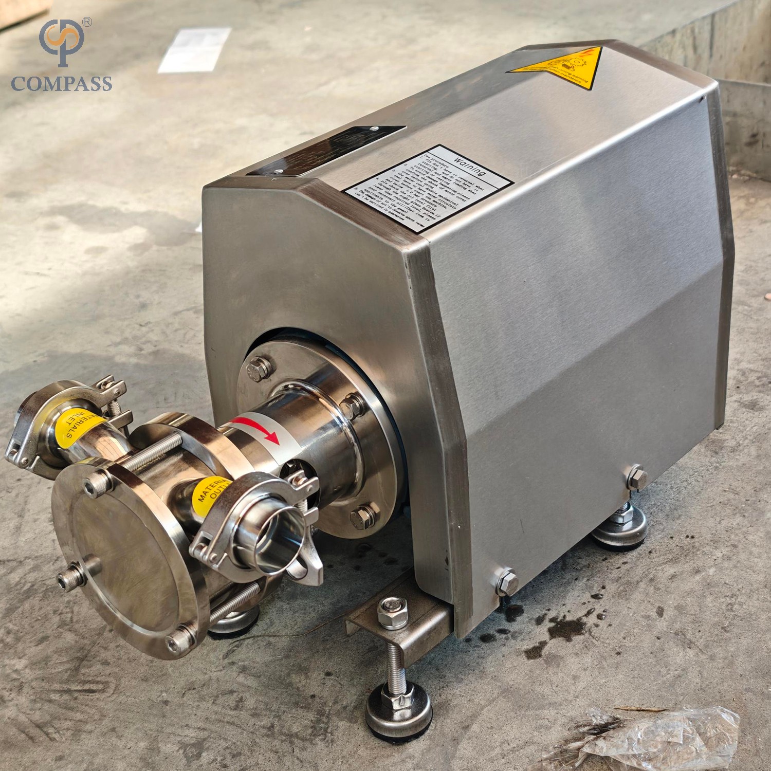 SS304 3KW 380V 3Phase 50HZ Sanitary Grade High Quality 1750RPM Tri Clamping Flexible Impeller Pumps with Single Mechanical Seal