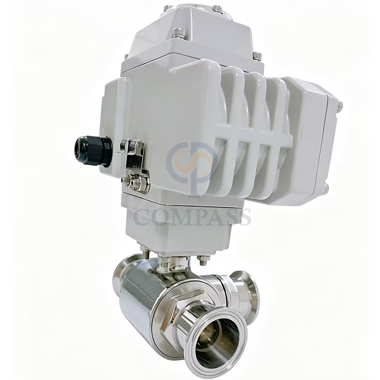 Best Selling Sanitary Stainless Steel Electric Ball Valve SS304 50.8mm Clamp Three Way L-port Ball Valves with 220 Electric Head