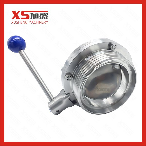 DIN Standard Stainless Steel Ss304 Sanitary Weld Thread Butterfly Valves