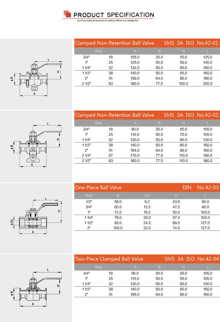 Stainless Steel Hygienic PTFE Seat Three Ways Ball Valves with Clamp Ends