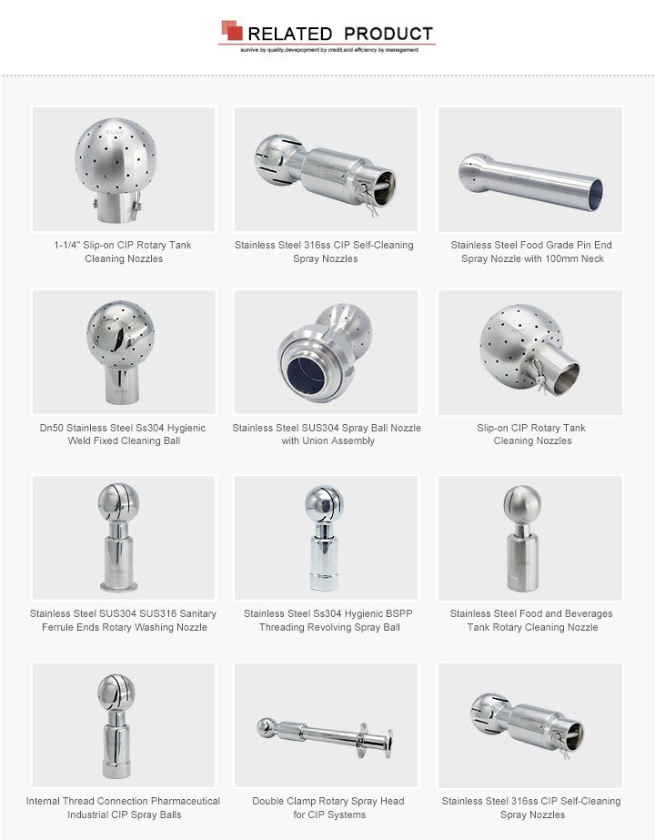 Stainless Steel Ss304 Ss316L 360 Degree Rotating Washing Nozzles