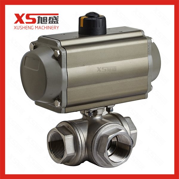 Actuator Pneumatic Industrial T Port Female Threaded Ball Valve