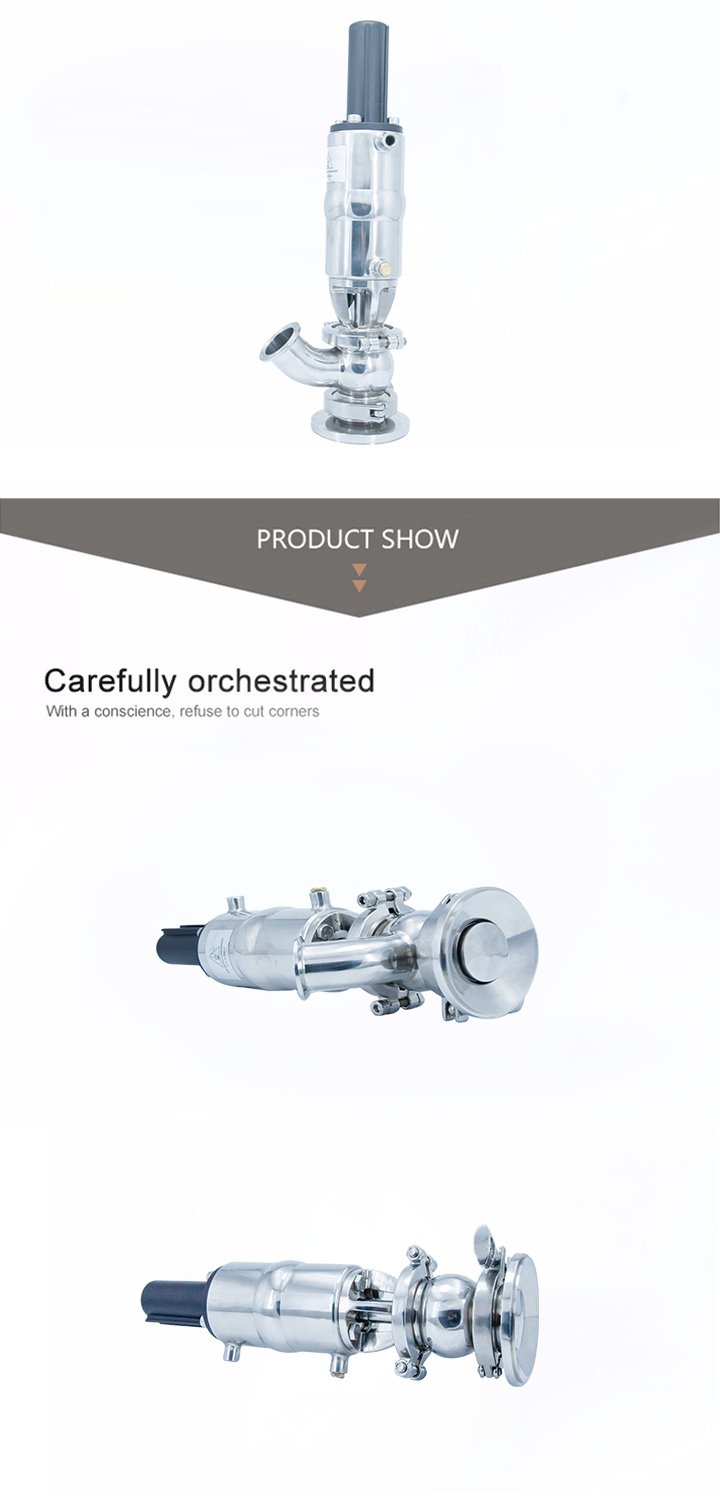 Sanitary Pneumatic Elbow Type Clamped Tank Bottom Seat Valve