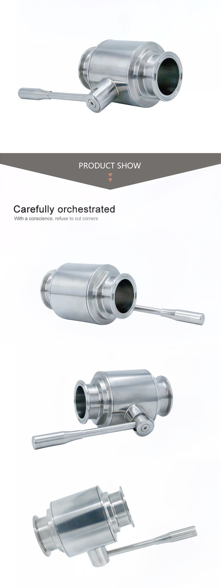 Stainless Steel Sanitary Tc Tri Clamp Straight Ball Valve