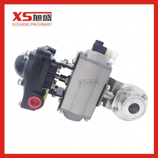 Stainless Steel Sanitary Pneumatic Actuator Tri Clamp Butterfly Valves with Solenoid Valve