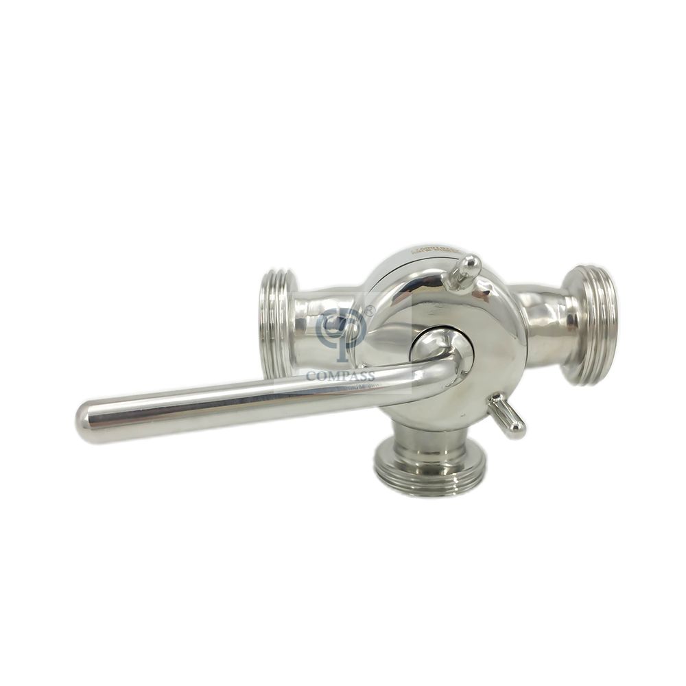 Stainless Steel SS304 SS316L Sanitary Casting Male Threading Three-Way Plug Valves