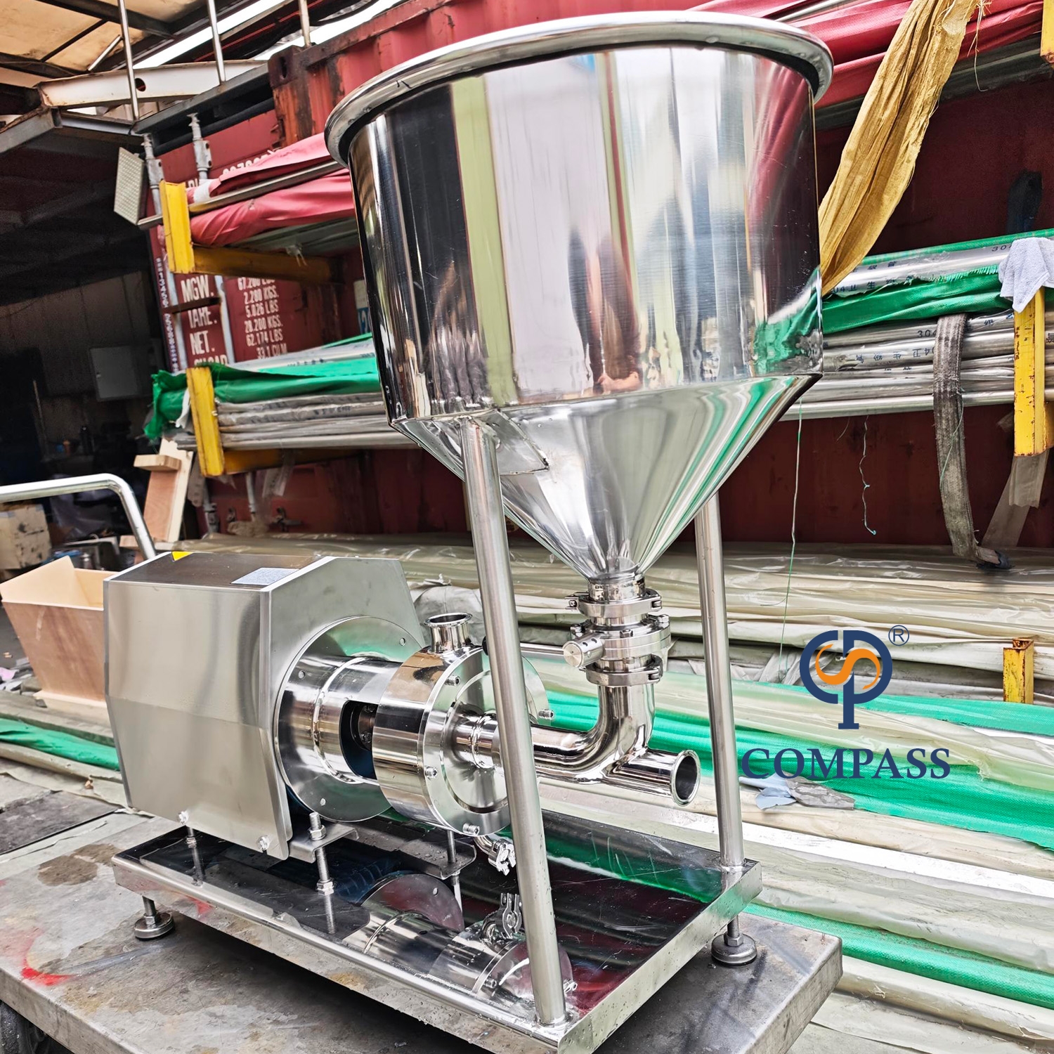 5.5KW High Shear Single Stage Pipeline Dispersing Emulsifier with 45L Funnel