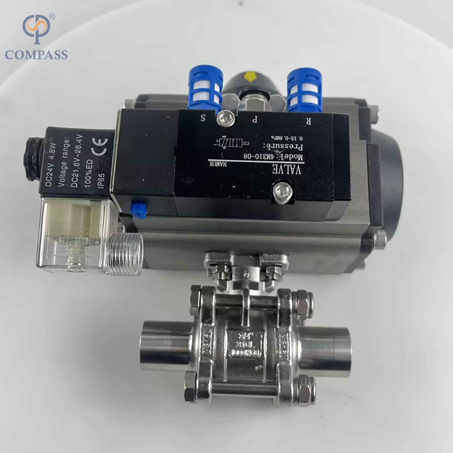 SS316L SMS ACTUATOR THREE-PIECE FULL PORT THREAD BALL VALVE