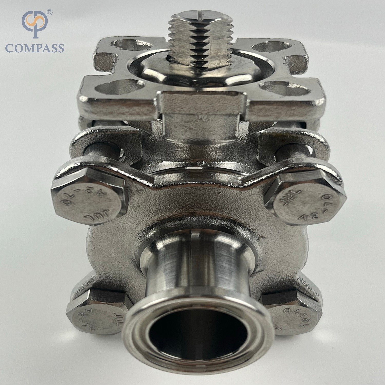 3/4 INCH STAINLESS STEEL MANUAL HIGH PLATFORM THREE-PIECE BALL VALVE WITHOUT HANDLE