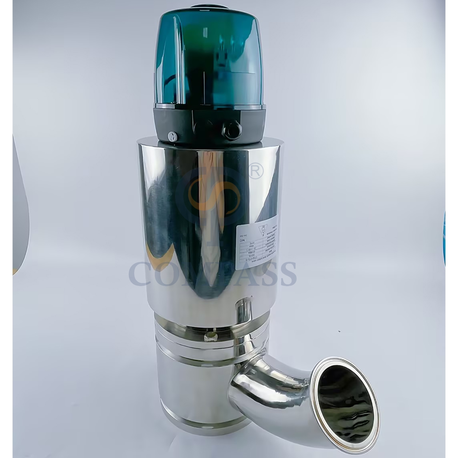 Hot Sale Air Actuated 76.2MM Sanitary Stainless Steel 316L Aseptic Clamp Pneumatic Flush Tank Bottom Valve with 24V Control Head