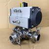 Double Acting 2Inch SS316L 3 Way Pneumatic Ball Valve with Clamp Ferrule Set End