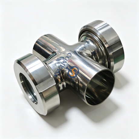 DN40 Stainless Steel SS304 Inline Sterile Four Ways Cross Sight Glass for the Tank