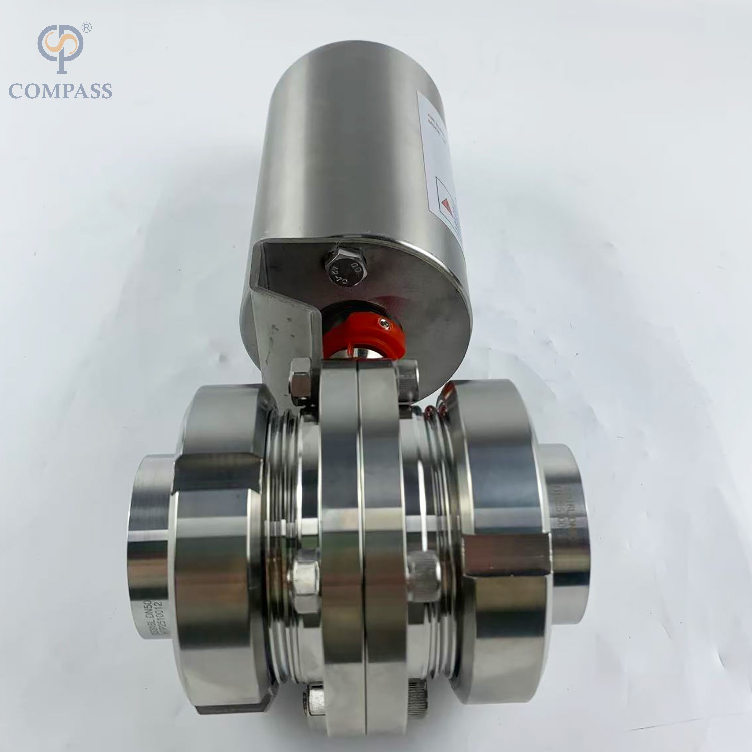 SS316L FOOD GRADE DIN PNEUMATIC UNION BUTTERFLY VALVE