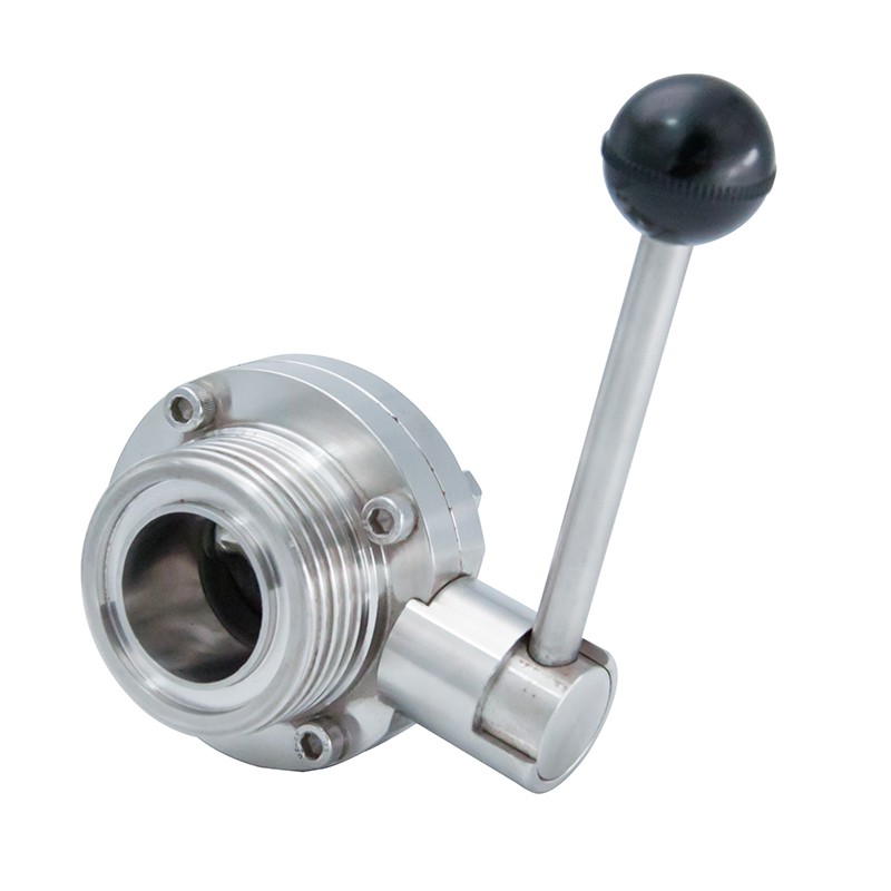 1/2inch 12.7mm Sanitary Hygienic Stainless Steel Food Grade SS316L SMS Manual Thread-Clamp Butterfly Valve with Round Pull Handle