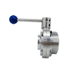 DN100 RD130×1/4 Sanitary Hygienic Stainless Steel Food Grade SS304 DIN Manual Thread-weld Butterfly Valve with Stainless Steel Square Pull Handle