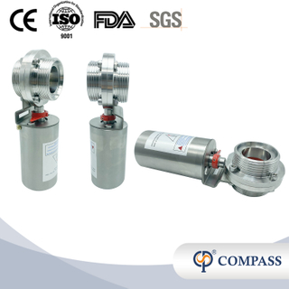 3/4inch RD36×1/8 Sanitary Hygienic Stainless Steel Food Grade SS304 Male Thread Pneumatic Butterfly Valve 