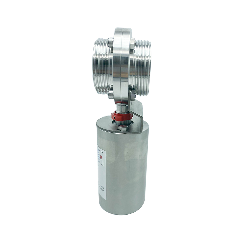 3/4inch 25.2mm Sanitary Hygienic Stainless Steel Food Grade SS304 Male Thread Straight Pneumatic Butterfly Valve 