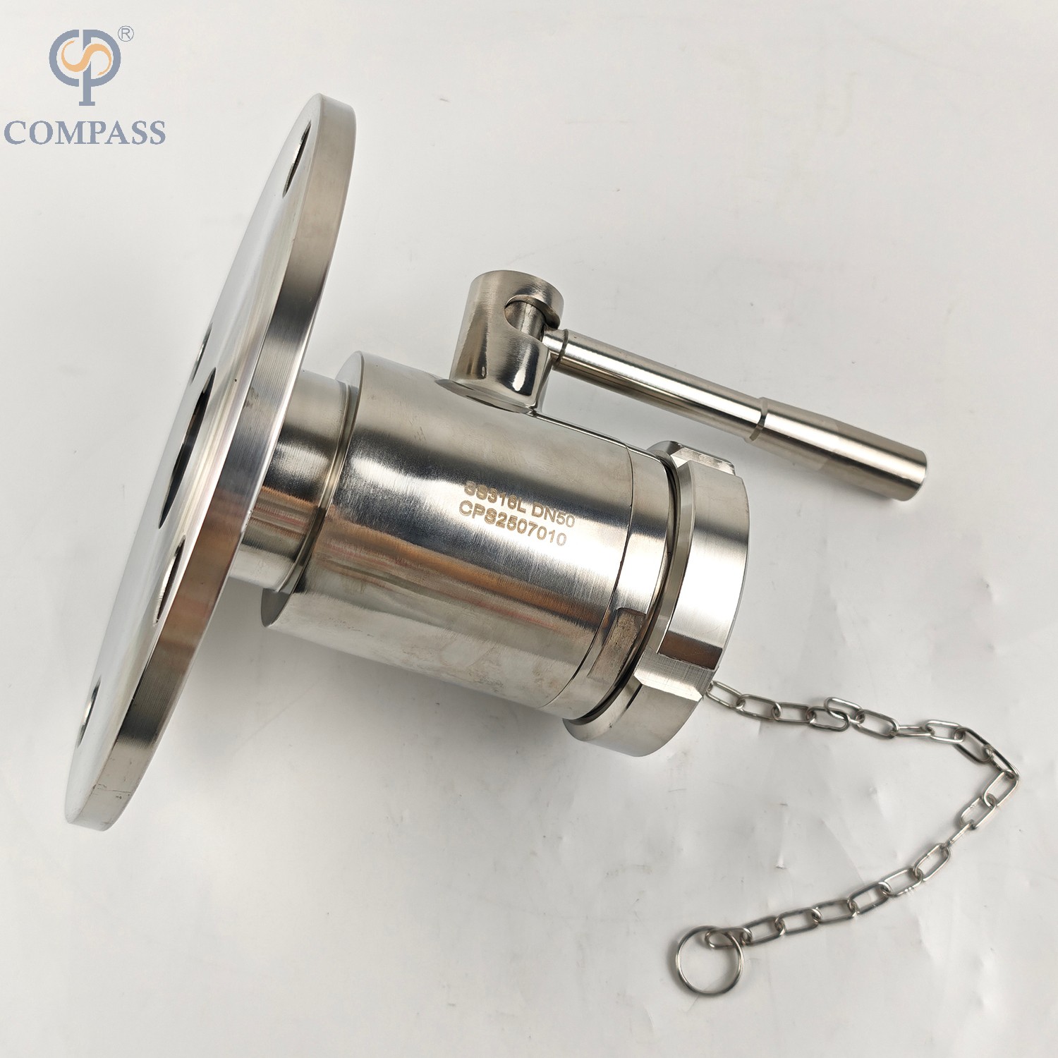 DN50 STAINLESS STEEL STAINLESS STEEL MANUAL FLANGE-THREADED HEAVY-DUTY BALL VALVE WITH BLIND NUT AND CHAIN