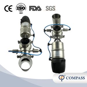 SS316L T22 Intelligent Pneumatic Double Seats Mix-proof Valve