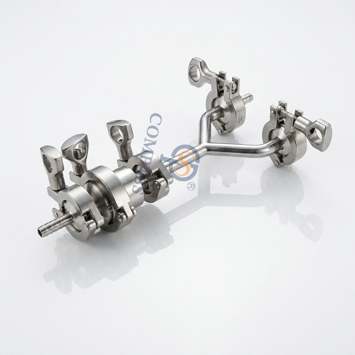 SS316L DN10 TC34MM Elbow Model Y Tee with Ferrule Check Valve and Hose Adapter