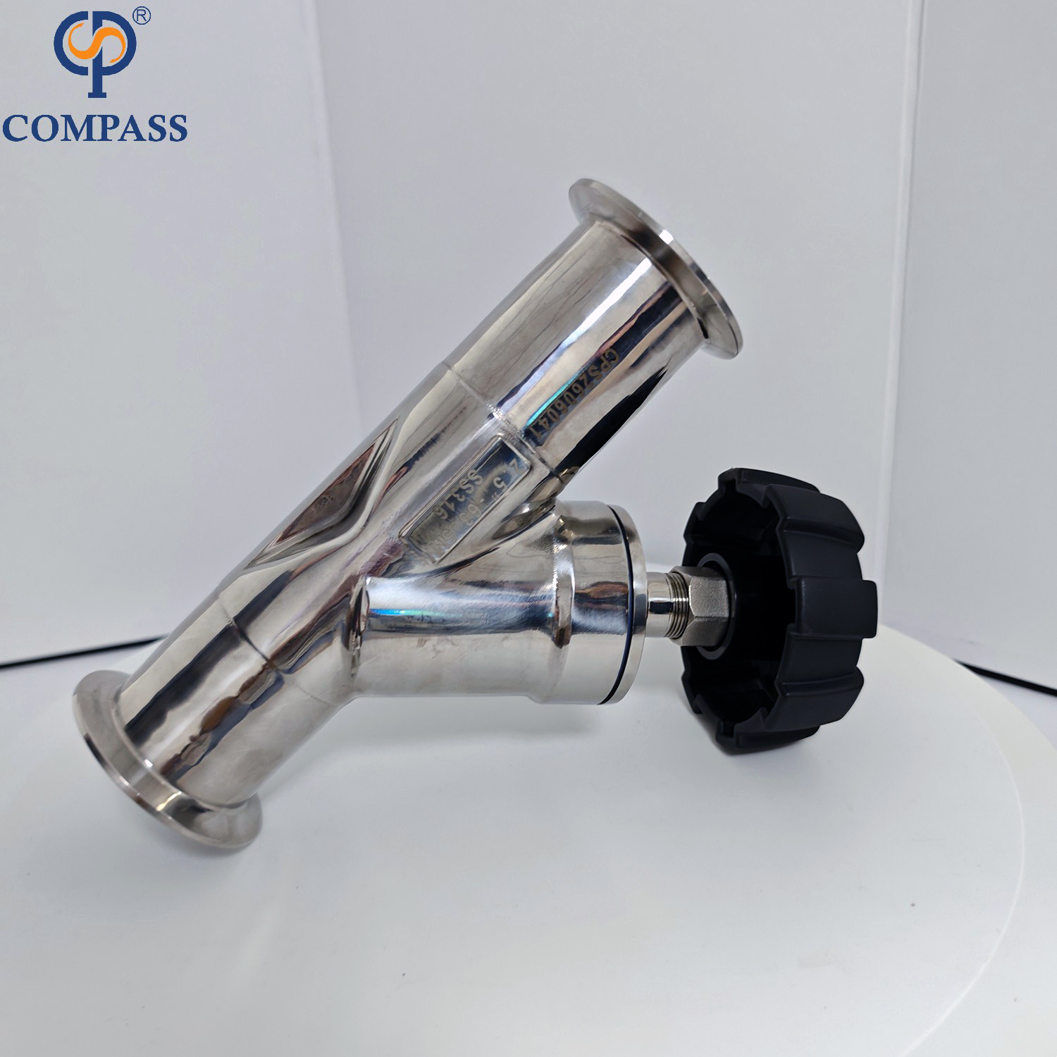 Tri Clamping End Mirror Polished TC77.5MM SS316L 63.5MM Manual Angle Seat Valve