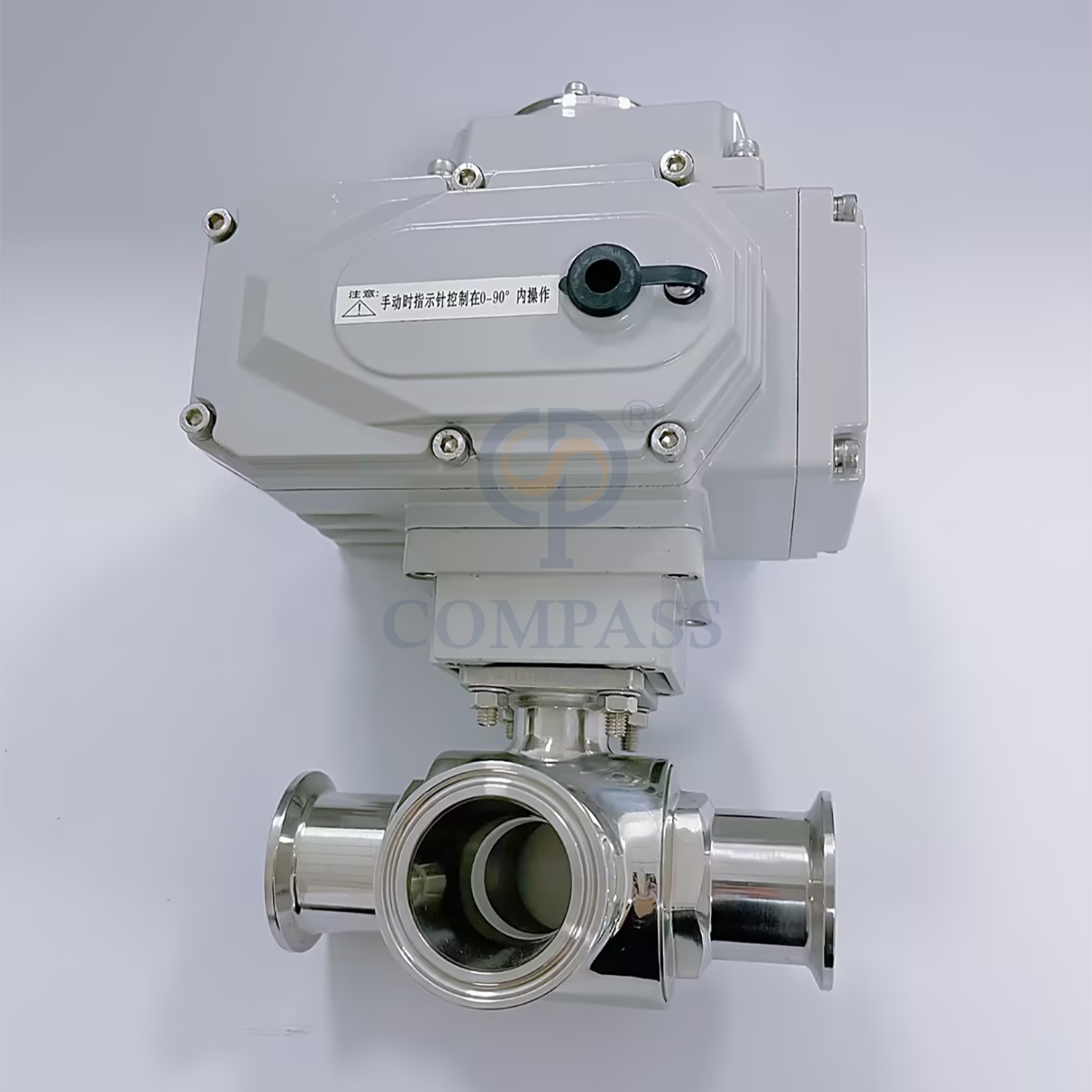 Best Selling Sanitary Stainless Steel Electric Ball Valve SS304 50.8mm Clamp Three Way L-port Ball Valves with 220 Electric Head